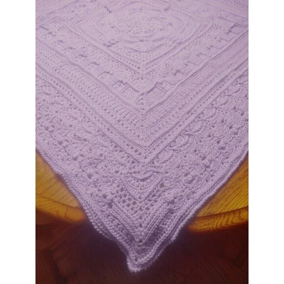 Hooked on Sunshine "For..." Lavender Purple Acrylic Blend Baby Blanket~43.5" - Picture 9 of 12